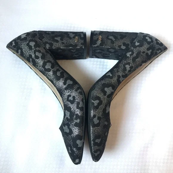 Cole Haan Black Silver Animal Print Block Heels 7B - Picture 5 of 8
